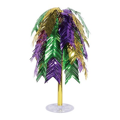 Metallic Plastic Feathered Cascade Centerpieces, 24'', Green/Gold/Purple