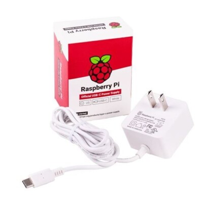 Raspberry Pi 4 Official 15W Power Supply US White5.1V / 3.0A DC output
