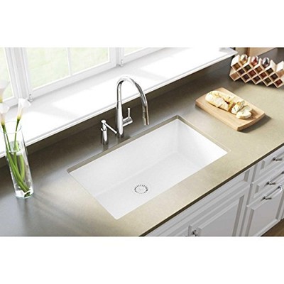 Elkay Quartz Classic ELGRU13322WH0 White Single Bowl Undermount Sink