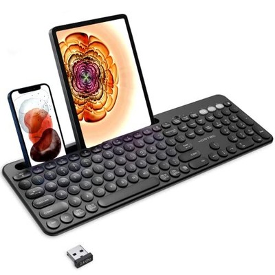 Vortec Wireless Multi Device Bluetooth Keyboard Compatible With Phone Holder