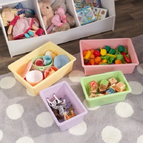 Kids Storage Bookcase Book Shelf Bin Wall Unit White