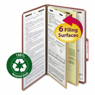Smead 19023 Classification Folder Legal - 2 Dividers Red - 40 Folders - SMD19023
