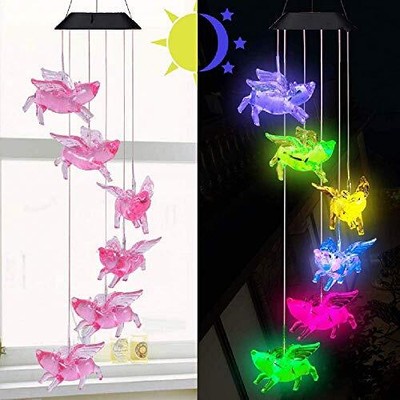 Solar Fly Pigs Wind Chimes, Outdoor Waterproof Mobile Romantic LED Multi Color