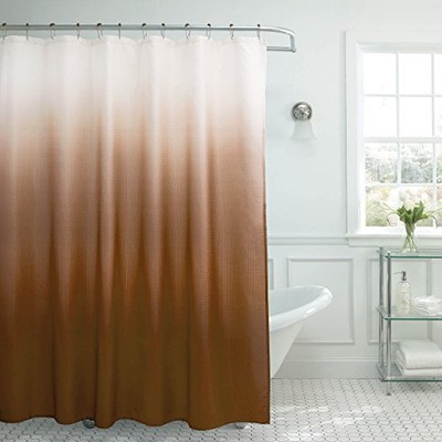 à¹ â ¬Âœ Textured Fabric Shower Curtain Set Includes 12 Easy Glide Metal Brown