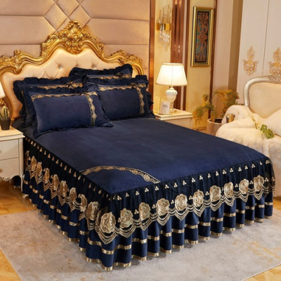 Luxury Bedspread European Style Wedding Bed Sheet Lace Bed Skirts