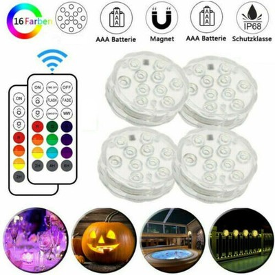 4tlg LED Poollicht Pool Schwimmbad Beleuchtung Poolbeleuchtung mit Fernbedienung