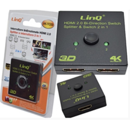 Switch HDMI Bidirezionale 2 Ingressi 1 Uscita Supporta 3D 1080P Linq Vk-tc03