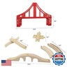 Wooden Train Bridges, Crossing Track Bridge, Wooden Train Track Accessories, Wood Train Tracks, Train Tracks Compatible with All Major Brands, Wood Toys for Girls and Boys