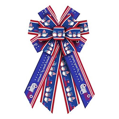 Hying Large 4th of July Bows for Wreath, Patriotic Wreath Style 3:gnome Truck