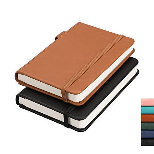 2 Pack Pocket Small Notebook Hardcover, Mini Journal with 312