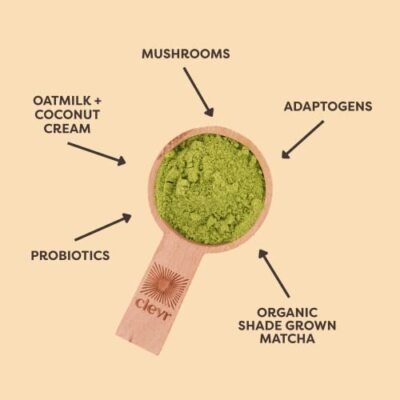 Clevr Blends Matcha Green Tea Powder Oat Milk Instant Latte Mix 100% Japanese...
