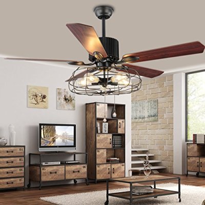 Details About 52 Industrial Ceiling Fan With 5 Lights Remote Chandeliers Vintage Lighting Lamp