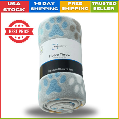 Mainstays Extra Soft Fleece Plush Throw Washable Blanket 50'' x 60'', Gray Blue