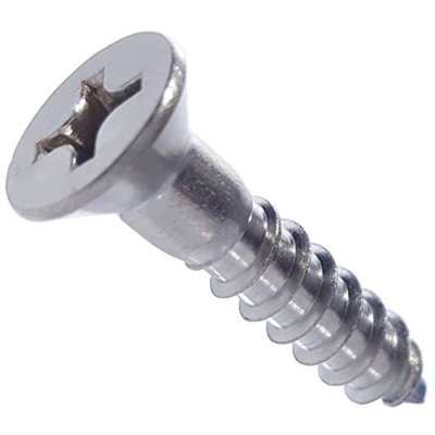 #10 x 1-1/2'' Phillips Flat Head Wood Screws 316 Marine Stainless Steel Qty 50