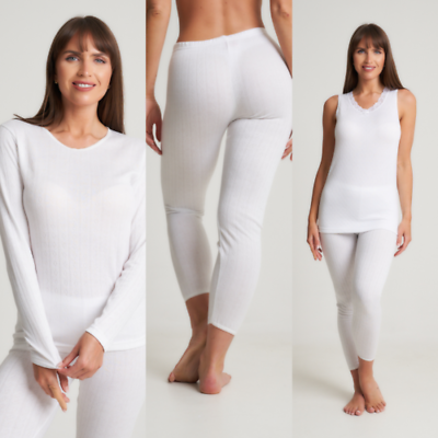 Ladies Thermal Vest T Shirt Full Short Sleeves Top Bottom Leggings Pack of 3