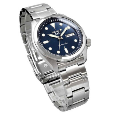 Pre-owned Seiko 5 Sport Srpe53k1 Blue Dial Automatic Mechanical Stainless Steel Men Watch
