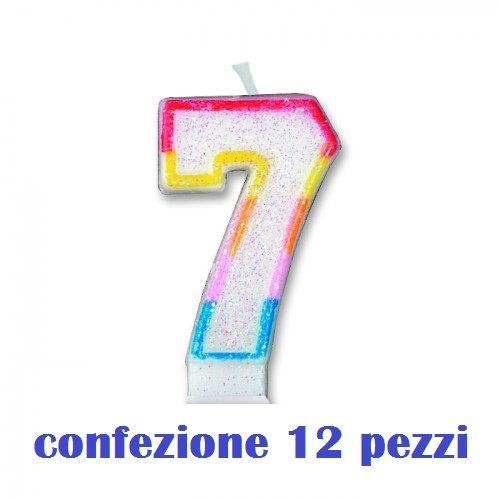 Set 12 Pezzi Candelina Candela Compleanno Numero 7 Happy Birthday Festa moc