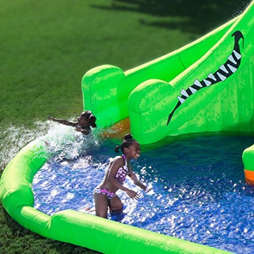 Green Crocodile Isle Inflatable BounceHouse WaterPark w/Dual Slides Fun Toy NIB