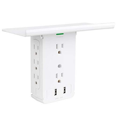 Socket Outlet Shelf Wall Outlet Extender with Shelf Surge Protector Wall Plug