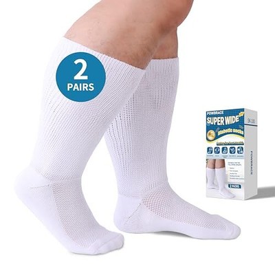 2 Pairs Wide Bariatric Socks Non Binding Extra Wide Diabetic Socks