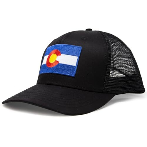 Colorado Flag Adjustable Hat Trucker Cap Baseball Snapback (All Black)