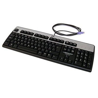 HP WIRED PS/2 BLACK AND SILVER KEYBOARD 434820-00X - NEW