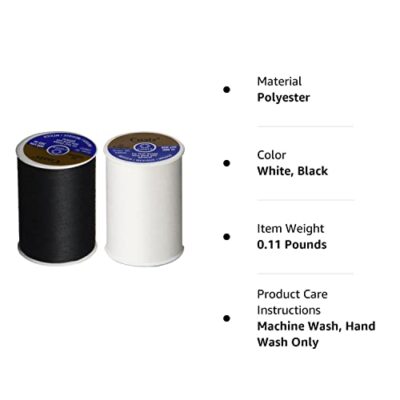 Black White All-purpose Sew Thread Coats Clark Dual Duty 400 Yard per Spool