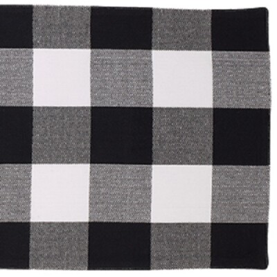 NEW Farmhouse BUFFALO BLACK TABLE RUNNER WHITE 13'' x 54'' Kitchen Cotton 3'' Grid 