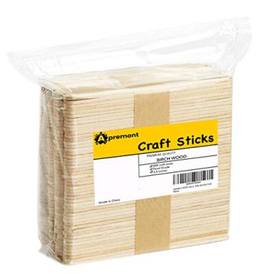 200 Pcs Natural Wooden Food Craft Sticks - Ice Cream Stick - Popsicle - 4.5 i...