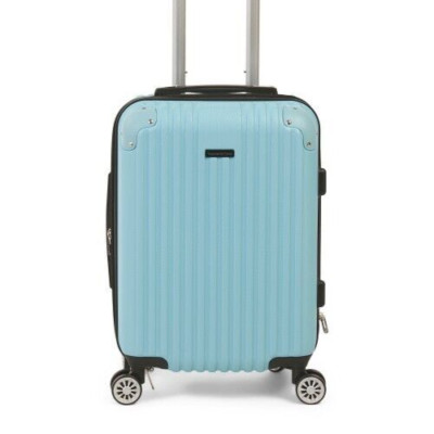 TRAVELERS CHOICE 21in Blue Striped Expandable Hardcase Carry-On Spinner USB NWT