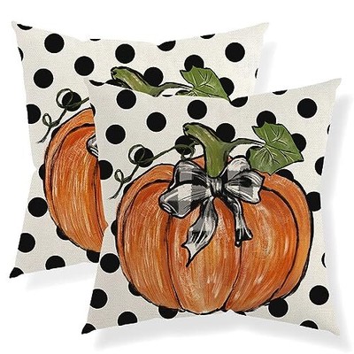 Fall Pillow Covers 20x20 Set of 2, Fall Decor Polka Dot 20'' x 20'' Fall-2