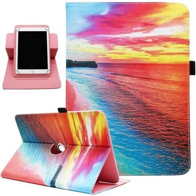 Universal 10 10.1 Inch Android Tablet Case, Dluggs PU Leather 360 Dusk Beach