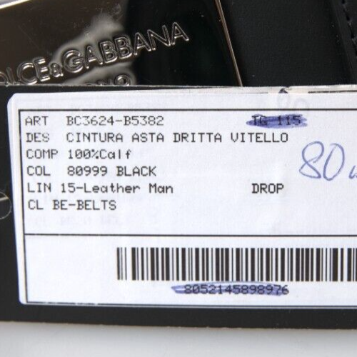 Pre-owned Dolce & Gabbana Belt Black Leather Silver Metal Buckle Men S.80cm / 32in 500usd