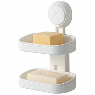 LEVERLOC Portasapone Ventosa Doppio Strato Porta Saponetta Doccia Senza Trapano 