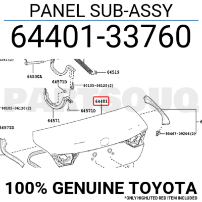 6440133760 Genuine Toyota PANEL SUB-ASSY 64401-33760 | eBay