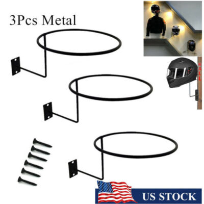 3x Black Wall Mount Motorcycle Helmet Holder Hook Jacket Bag Rack Hanger Display