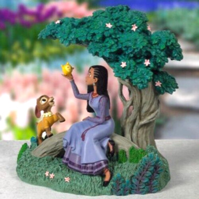 ღ New PRECIOUS MOMENTS Figurine DISNEY WISH Asha Star Valentino Lamb Cherry Tree