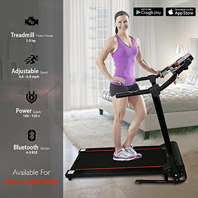 Smart Digital Folding Exercise Machine - Electric Motorized Treadmill with App &