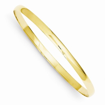 Pre-owned Wishing For Claudia 14k Yellow Gold 7.75" Solid 4mm Polished Round Slip-on Bangle Bracelet