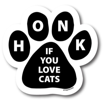 Honk if You Love Cats Paw Print Magnet 5 inch Decal for Car Truck SUV or Fridge 
