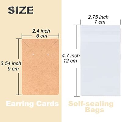 100 Pcs Earring Display Cards with 100 Jewelry Packaging for Earrings Necklace