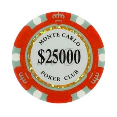 NEW 100 Red $25000 Monte Carlo Smooth 14 Gram Clay Poker Chips Exclusive 