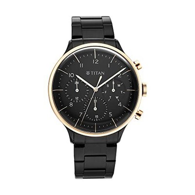Pre-owned Titan Analog Black Dial Men's Watch-90102km01