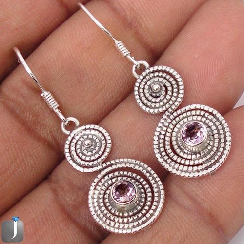 Piedra Amatista Pendientes de Moda