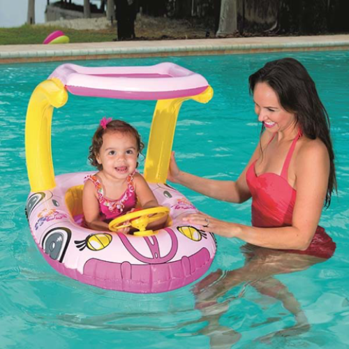 Best Way Canottino Macchina Con Copertura Cm 98x66 3-6 Anni Rosa Bambina