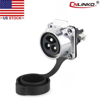 CNLINKO 3 Pin 50A Power Connector Male Socket Panel Mount Outdoor Waterproof