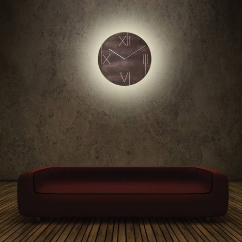 Led Wanduhr Beleuchtet Braun Nextime 3104br Wand Uhr Wohnzimmer Galileo D 43cm Ebay