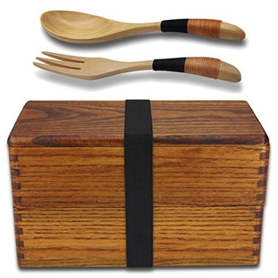 Lunch Boxes Japanese Traditional Natural Square Wooden Lunch