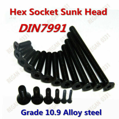 M3 M4 M5 M6 Black Alloy Steel Allen Hex Socket Countersunk Head Screw Grade 10.9