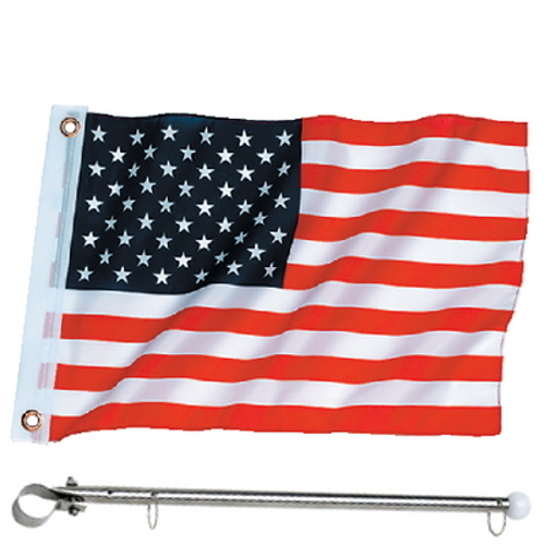 12 x 18 United States / American Rail Mount Flag Kit for Boats Flag